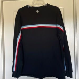 Ninth Hall Black Long Sleeve Heavy Cotton Tee with Red/White/Blue Ribbon Design